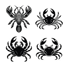 tribal tattoo designs Crab silhouette. Isolated crab on white background