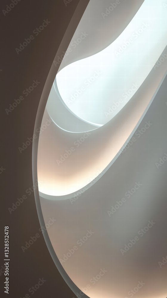 Poster curved ceiling with skylight: a close-up of a modern architectural detail featuring a curved ceiling