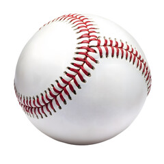 A pristine white baseball with red stitching and detailed texture is shown, isolated on transparent background, cut out, PNG 3D Digital Art.