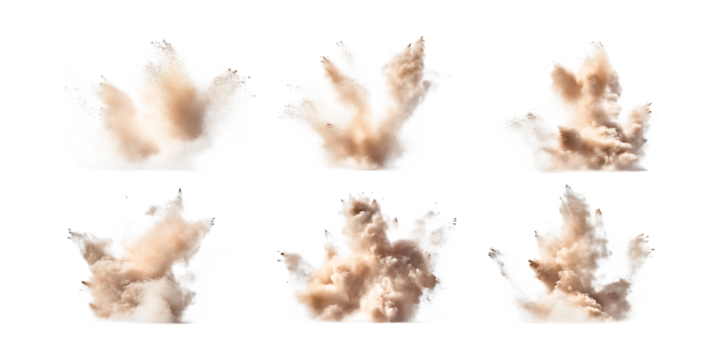 Pack Dust Explosion Set Against Transparent Background for Energy Branding, Effect Promotion, or Digital Art Design