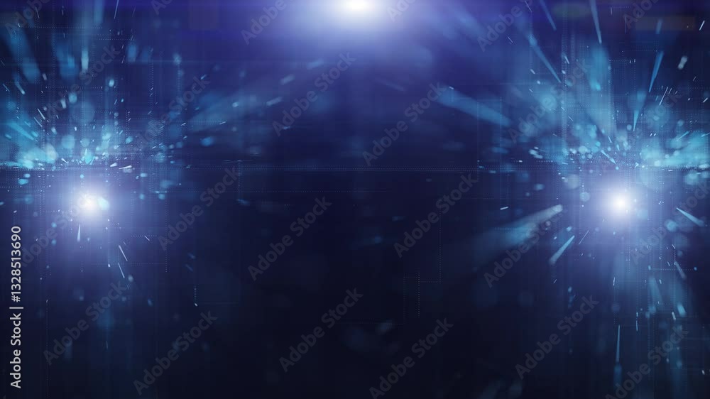 Poster loop dynamic digital technology blurry lines travel from left to right, copy space background animat