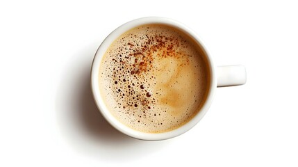 aerial view of coffee latte cup isolated