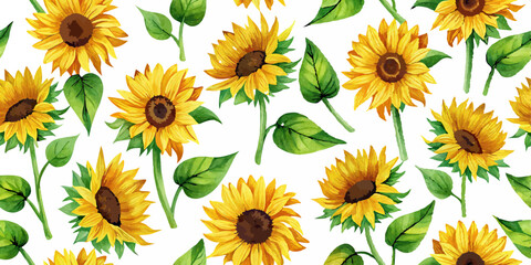 Seamless pattern with sunflowers flower summer nature yellow sunflowers field plant sun flo | Premium AI-generated image
