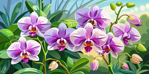 Beautiful tropical flowers pink purple Vanda orchids flowers