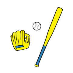 野球のバット・ボール・グラブのイラスト（シンプル）