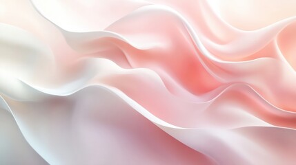 Fototapeta premium Abstract Close-up Soft flowing waves of light pink and white fabric, elegant texture, tender background, cloth, curves.