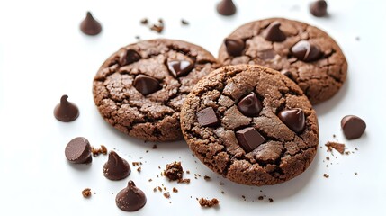 Obraz premium chocolate cookie on white background