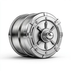 Sturdy Metal Bank Vault Door Secure Safety Security Concept 3D Render Illustration Isolated on White Background