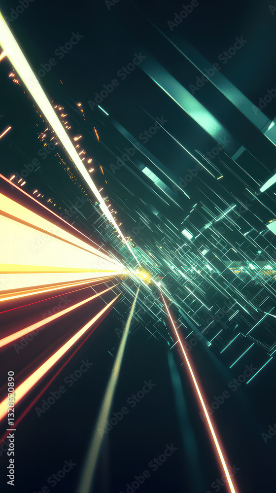 Poster digital speed lines: abstract digital speed lines in vibrant colors, creating a sense of motion, ene