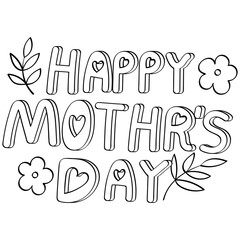 happy mother day text lettering color illustration