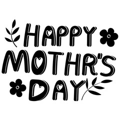 happy mother day text lettering color illustration