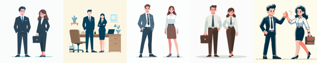 Obraz premium Career Couple Vector Set Image