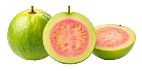"Green Harmony: The Natural Elegance of Whole and Sliced Guava"
