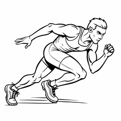 Fototapeta premium Sprinter in starting position ready to race on white background