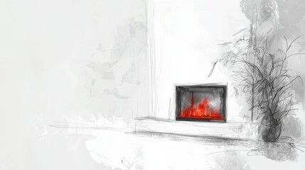 Modern fireplace design with glowing embers and minimalist decor in a cozy living space