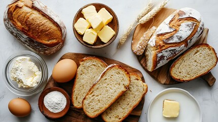 large wheat butter bread on a white background