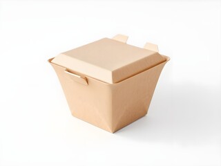 Biodegradable Cardboard Takeout Box on a Solid Background