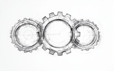 Intricate illustration of interconnected gears symbolizing mechanical innovation and efficiency in engineering design