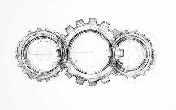 Intricate illustration of interconnected gears symbolizing mechanical innovation and efficiency in engineering design