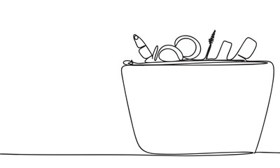 Cosmetic bag one line continuous. Hand drawn vector art.