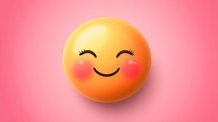 Fototapeta premium Blushing emoji with rosy cheeks, in a vibrant PNG sticker format