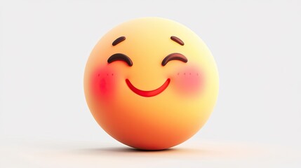 Fototapeta premium Blushing emoji with rosy cheeks, in a vibrant PNG sticker format
