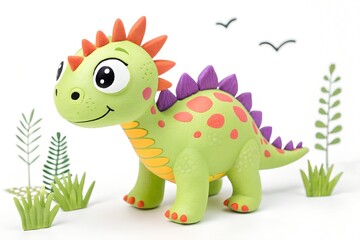 Fototapeta premium Cute Cartoon Dinosaur Illustration