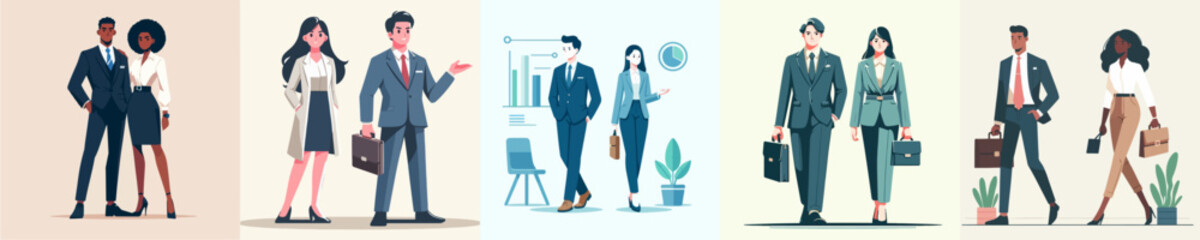 Fototapeta premium Career Couple Vector Set Image