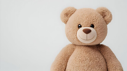 Obraz premium Cute and Plush Teddy Bear Sitting on a Neutral Background