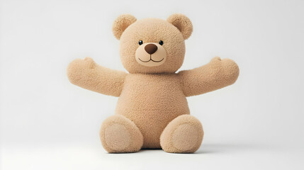 Obraz premium Cute plush bear toy with open arms on a white background