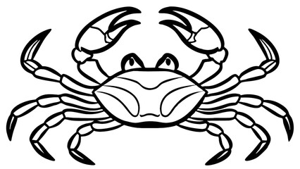 Obraz premium A Bold, Determined Crab Scuttles Sideways, Its Powerful Claws Ready, A Black And White Line Drawing Showcasing Its Strong Presence