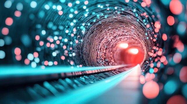 Futuristic Tunnel Design Cross section of a hyperloop tunnel revealing its intricate internal structure and advanced technology components.