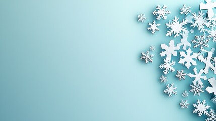 Blue Gradient Snowflake Backgrounds Blue gradient background with a central cluster of snowflakes, creating a focal point for holiday messages.