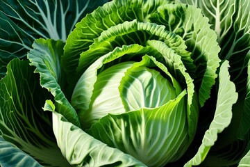 Obraz premium savoy cabbage macro image close up