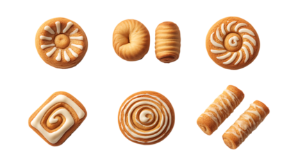 Pack Gingerbread Cookie Set Against Transparent Background for Holiday Themes, Bakery Branding, or Festive Design Projects