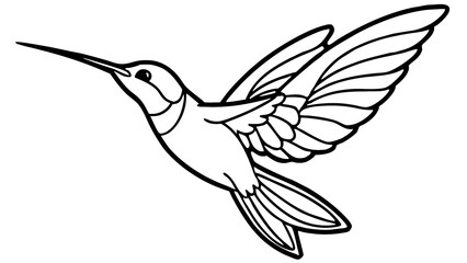 Obraz premium A Graceful Hummingbird In Flight, A Symbol Of Freedom And Resilience, Depicted In A Clean Line Drawing Style With Bold Outlines