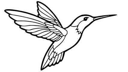 Fototapeta premium A Graceful Hummingbird In Mid-flight, Its Delicate Wings Outstretched In A Vibrant Display Of Natures Artistry With Simple Line Art
