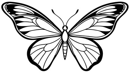 Obraz premium A Graceful Monarch Butterfly In Flight, Its Wings Detailed With Intricate Black Lines Against A Stark White Background, A Symbol Of Transformation And Beauty