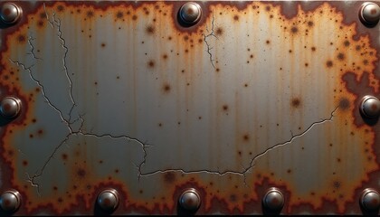 Worn rusty metal plate with map outline