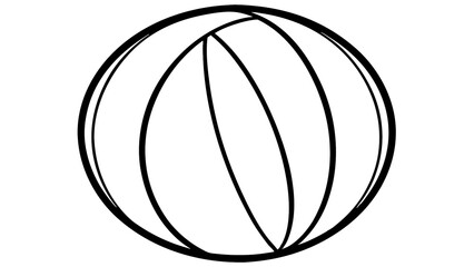 A Playful Beach Ball Ready For Summer Fun With Bold Black Lines On A White Background