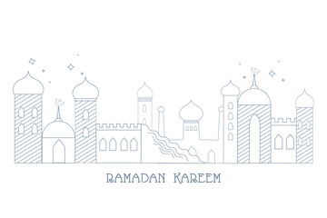 Ramadan Kareem Greetings for Ramadan background with Islamic Mosque