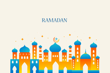 Ramadan Kareem Greetings for Ramadan background with Islamic Mosque
