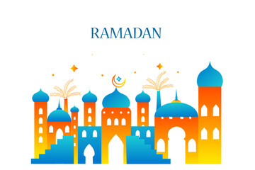 Ramadan Kareem Greetings for Ramadan background with Islamic Mosque