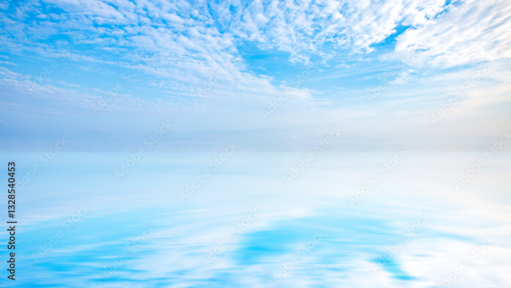 Wall mural blue sky and white clouds. cloudscape reflection for use as background or backdrop.