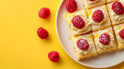 Closeup pieces of scrumptious pastry decorated