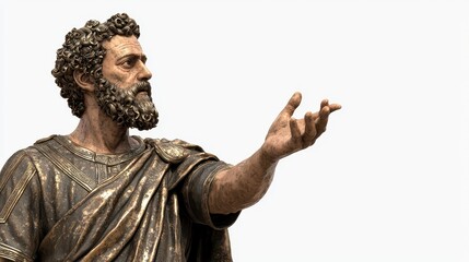 Bronze Statue Of Roman Orator With Expressive Gesture