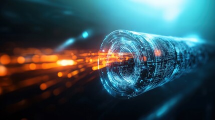 Dynamic data stream visualization digital realm abstract art high-tech environment close-up view futuristic concept