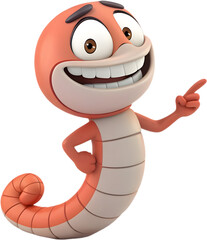 Obraz premium A friendly and lively worm cartoon character, perfect for animated stories with vibrant, joyful energy. 