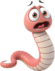 Fototapeta premium A friendly and lively worm cartoon character, perfect for animated stories with vibrant, joyful energy. 