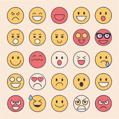 Fototapeta premium Emoticons flat design big collection